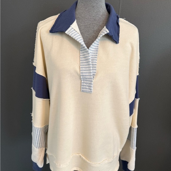 NWOT Bucketlist long sleeve  color block collared pullover - Small - Picture 1 of 4